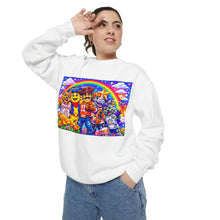 Load image into Gallery viewer, Rainbow Crewneck Sweatshirt — Playful El Paso Mascots Edition Like that brand you used to love wink wink
