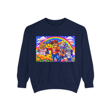 Load image into Gallery viewer, Rainbow Crewneck Sweatshirt — Playful El Paso Mascots Edition Like that brand you used to love wink wink
