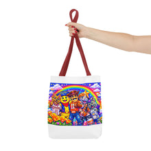 Load image into Gallery viewer, Colorful Mascot Rainbow Tote Bag — El Paso Mascots Edition in that style we all used to love wink wink

